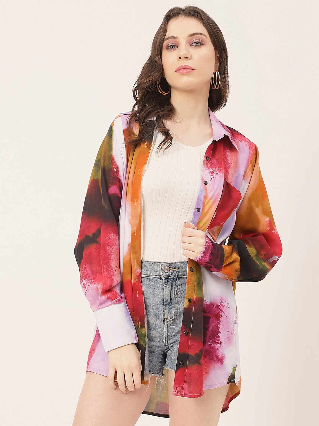 Moomaya Abstract Printed Spread Collar Opaque  Casual Shirt Price in India