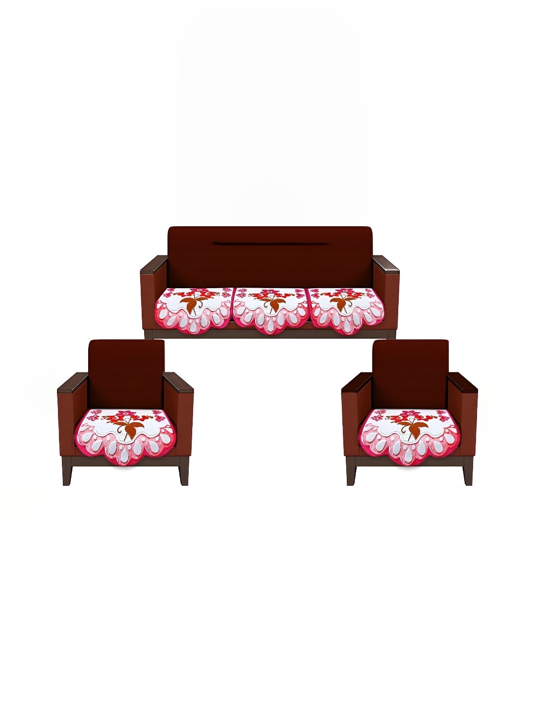 Stylista Digital Flower Floral Cotton Washable 5PC Straight 5 Seater Sofa Cover-68x29In