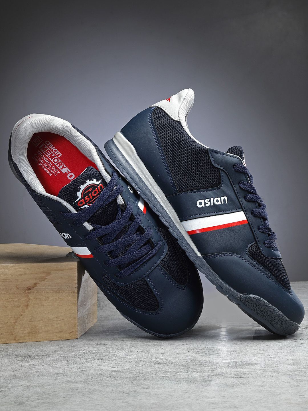ASIAN Men Textured Memory Foam Insole Lace Up Sneakers