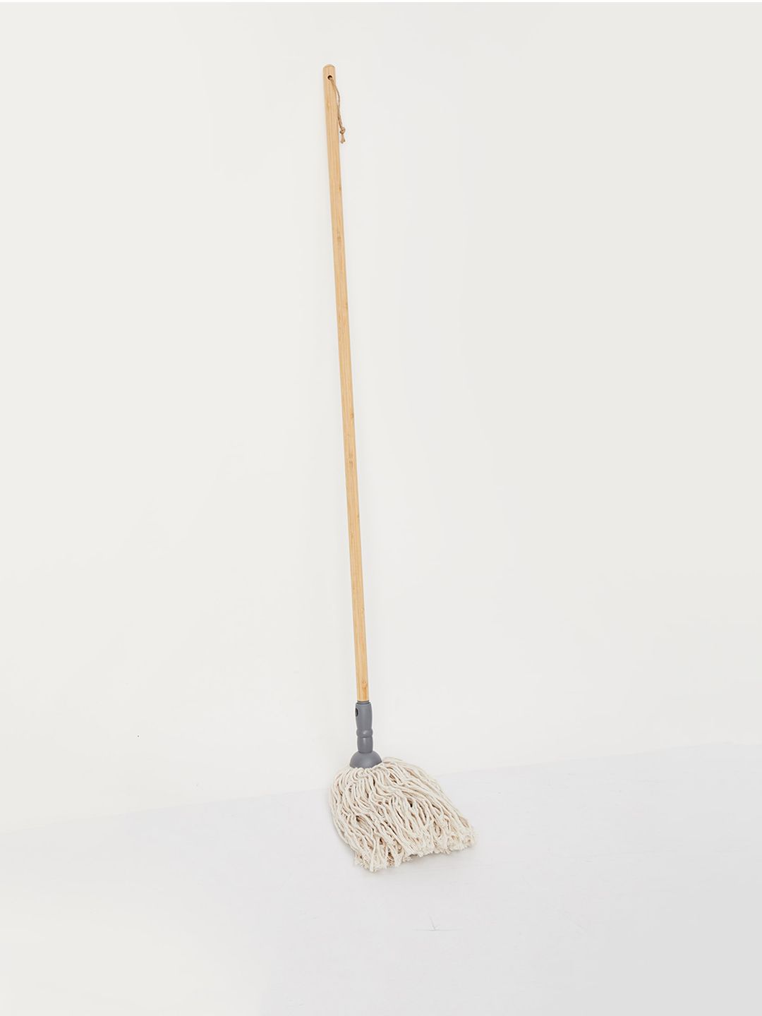 Home Centre Grey and Brown Indus Brooks Bamboo Handle Mop Bathroom Accessories