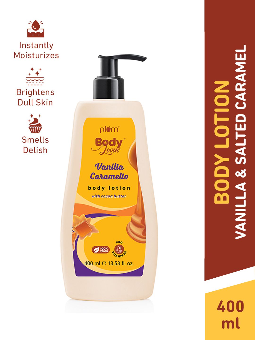 Plum BodyLovin' Vanilla Caramello Body Lotion with Cocoa Butter - 400 ml