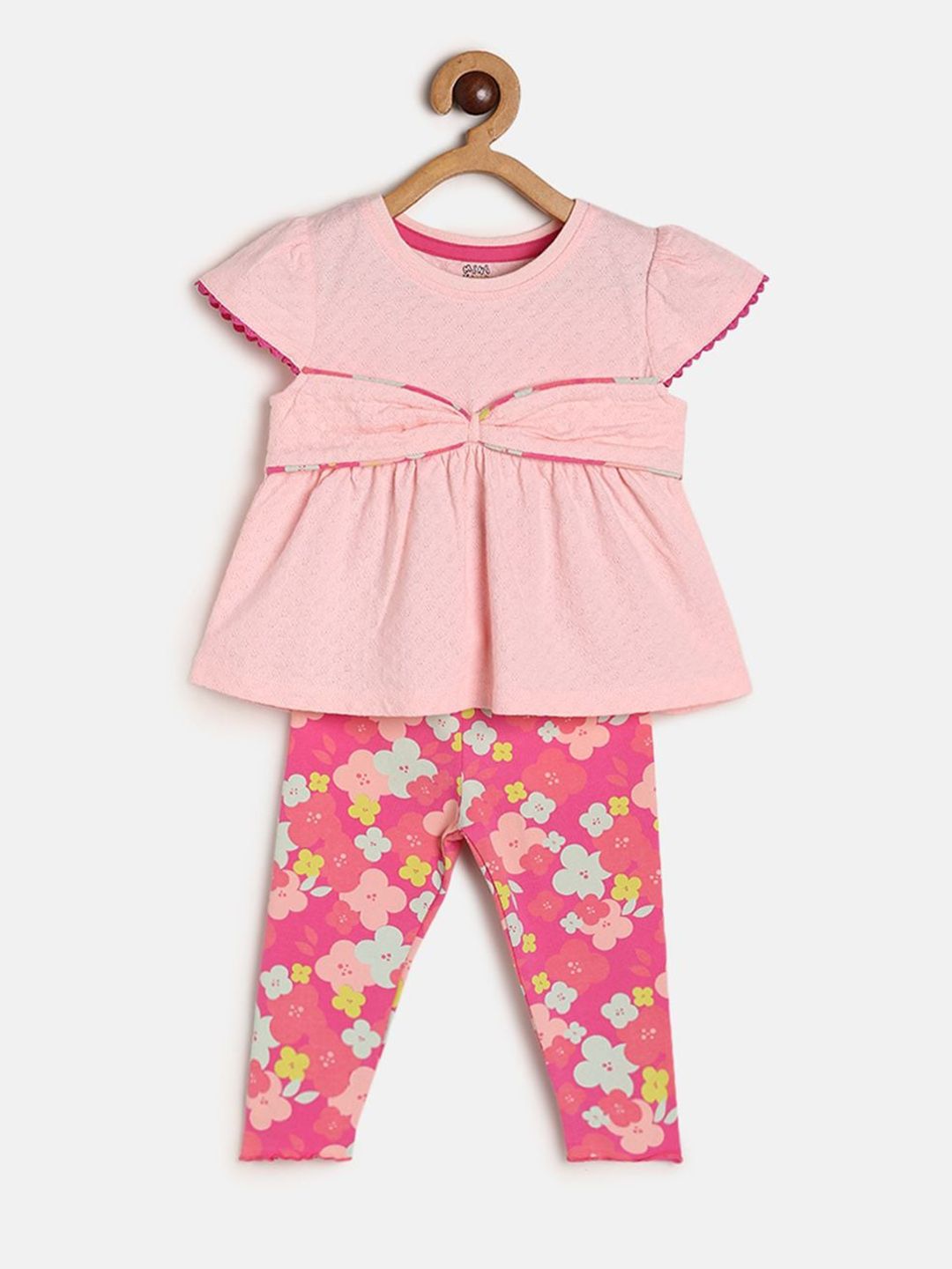 MINI KLUB Girls Printed Pure Cotton Top with Trousers