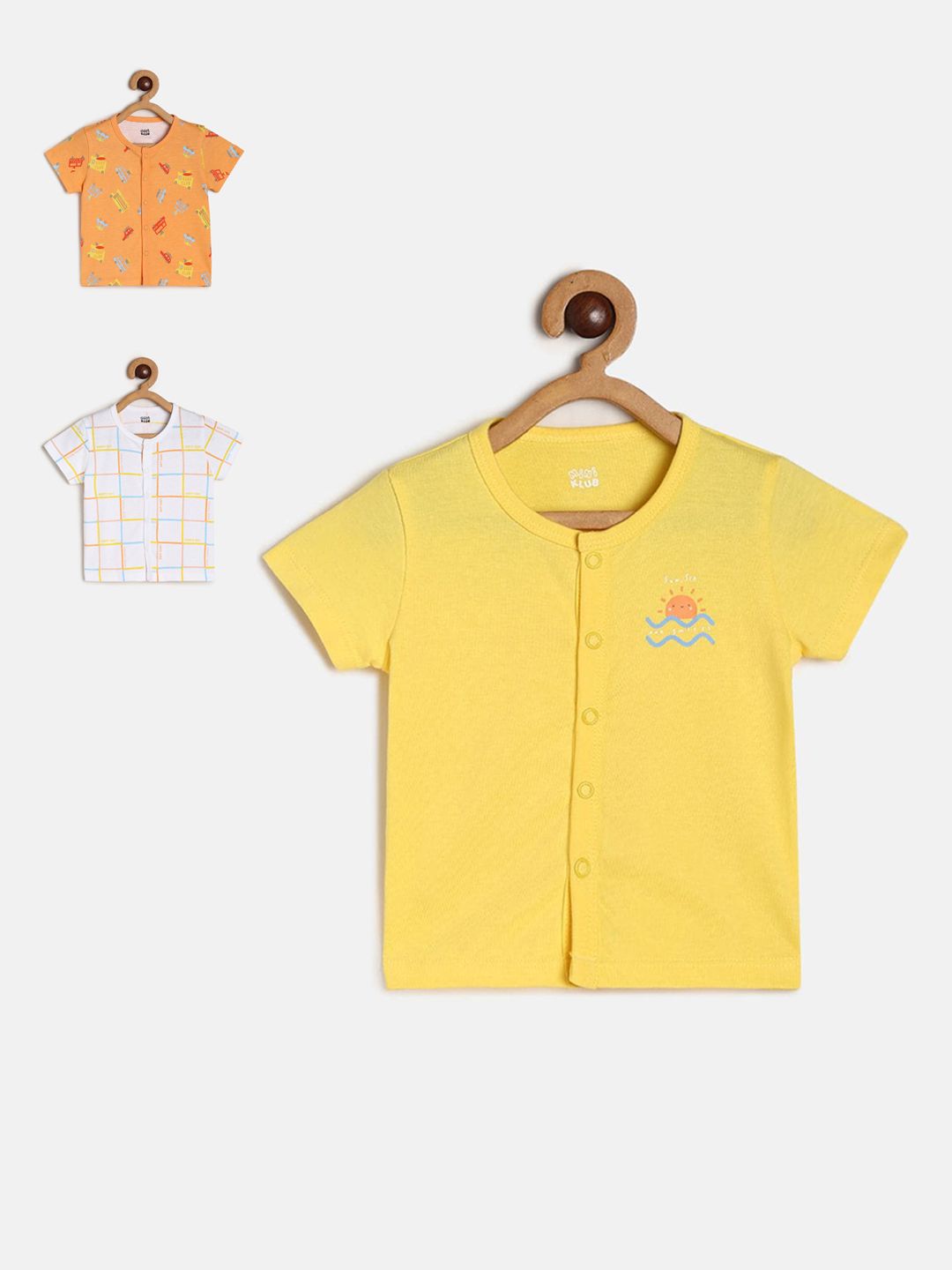 MINI KLUB Infant Boys Pack Of 3 Self-Design Pure Cotton Jhablas