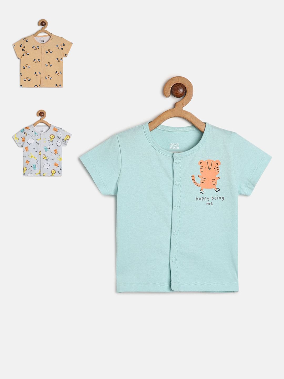 MINI KLUB Infant Boys Pack Of 3 Graphic Printed Pure Cotton Jhablas