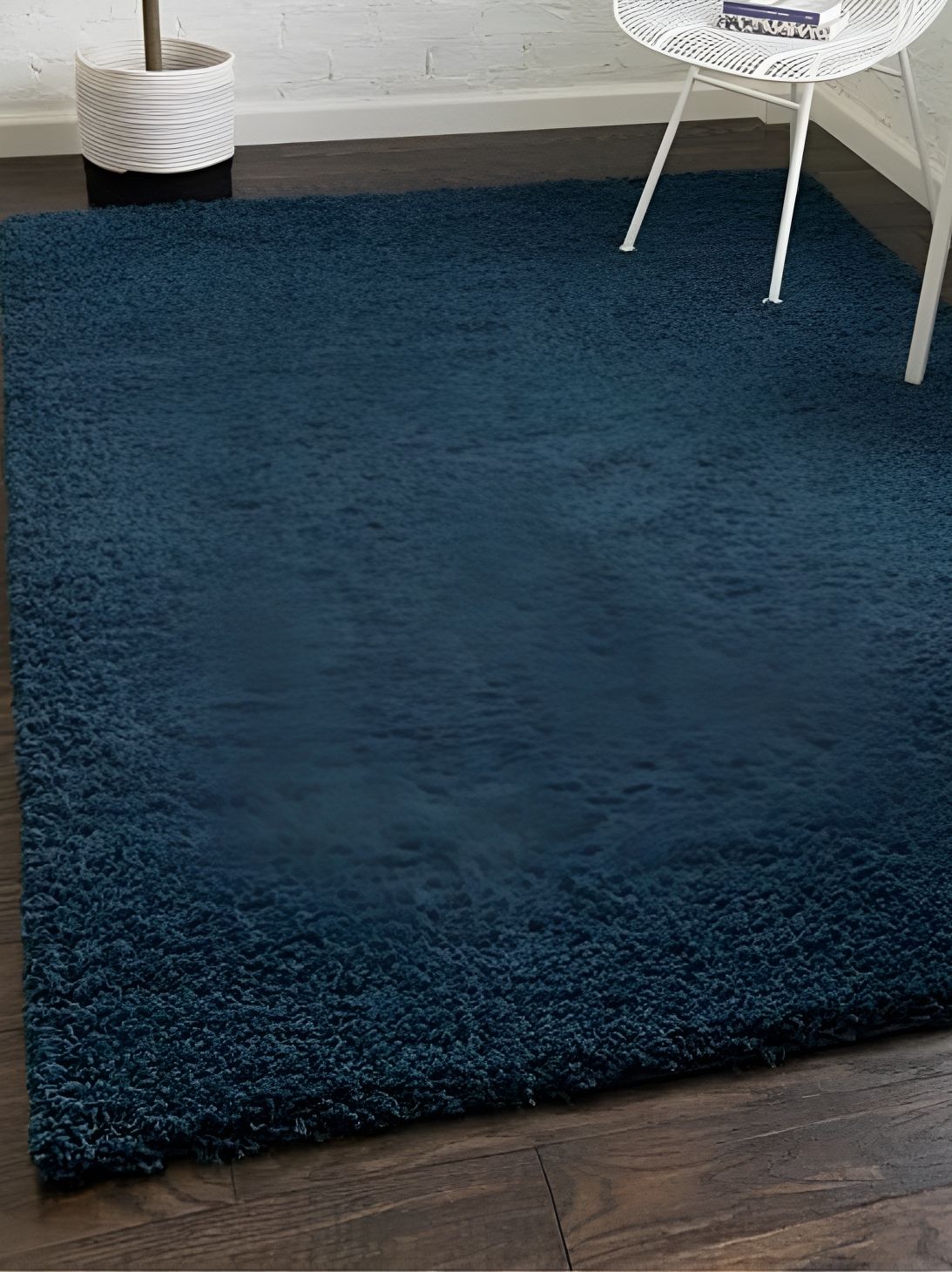 Shopgallery Shopgallery Teal Blue Textured Anti Skid Rectangle Shaggy Carpet