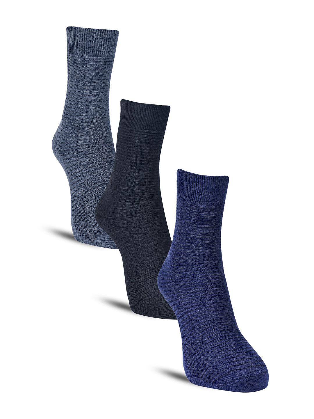 Dollar Socks Men Pack Of 3 Striped Cotton Calf-Length Socks