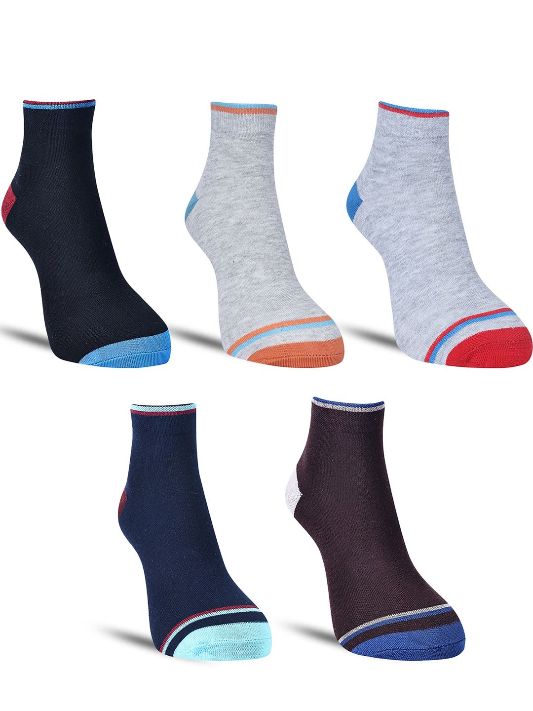 Dollar Socks Men Pack of 5 Colourblocked Cotton Above Ankle-Length Socks