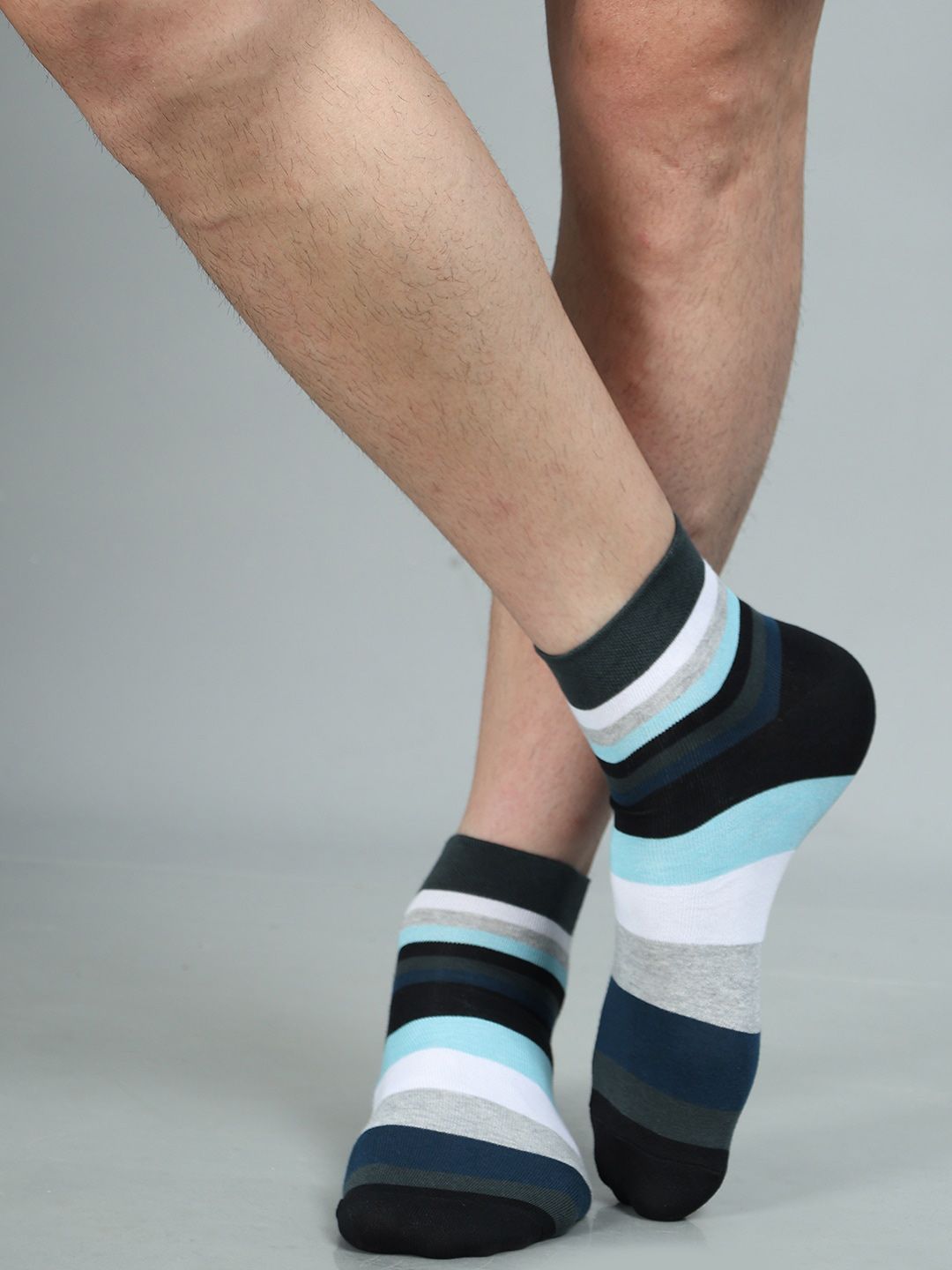 Dollar Socks Men Pack Of 3 Striped Cotton Above Ankle-Length Socks