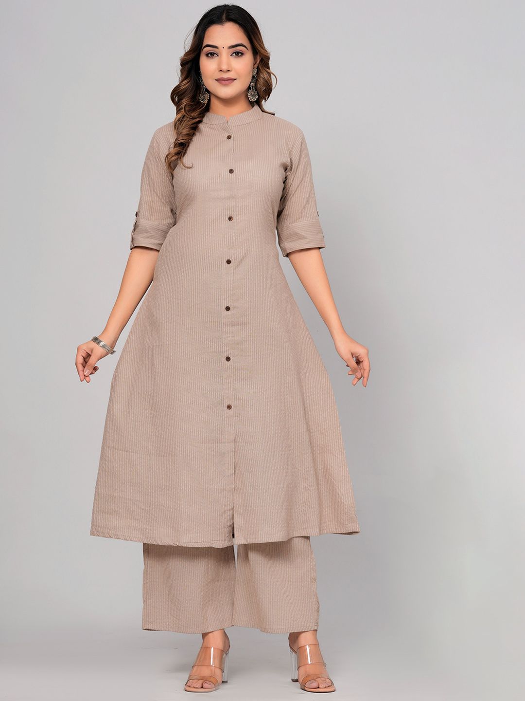 SIJOPA Regular Pure Cotton A Line Kurta With Palazzo Price in India
