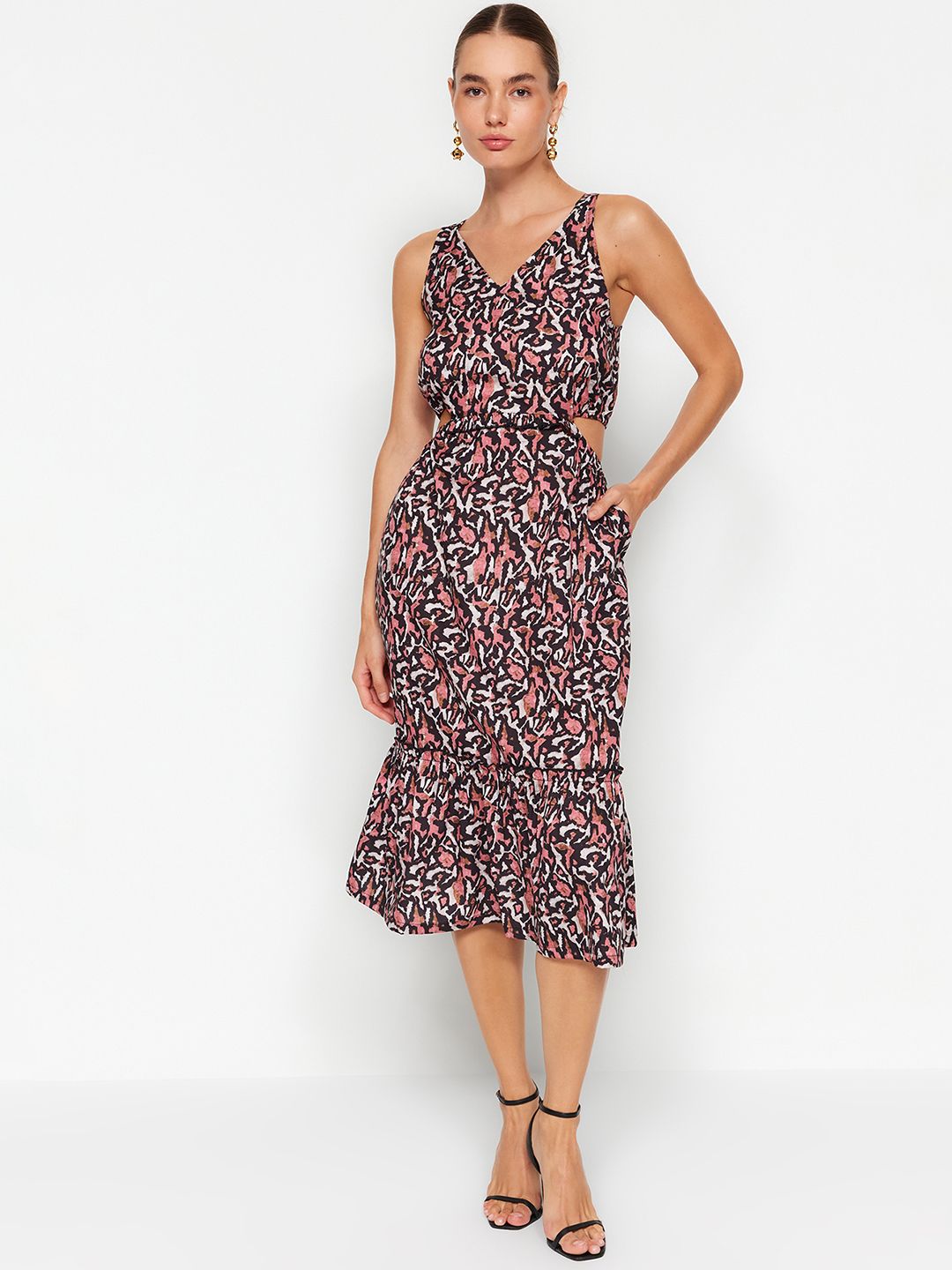Trendyol Floral Print Fit & Flare Midi Dress