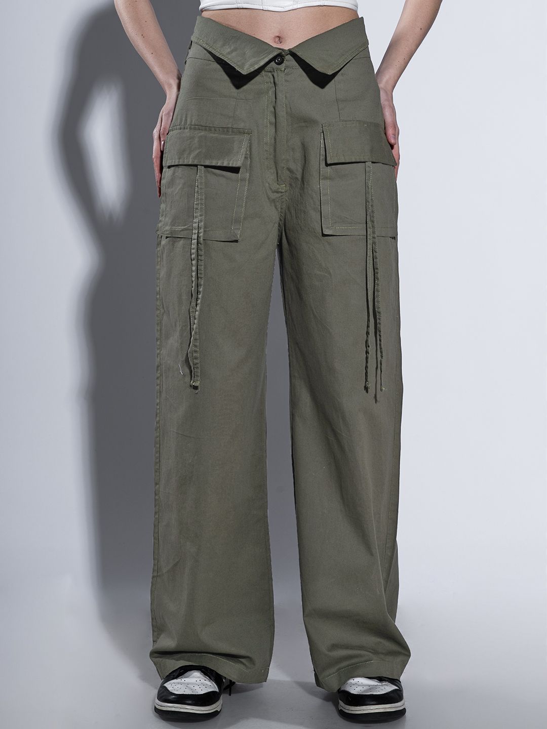 Stylecast X Hersheinbox Women High-Rise Cargo Trousers Price in India