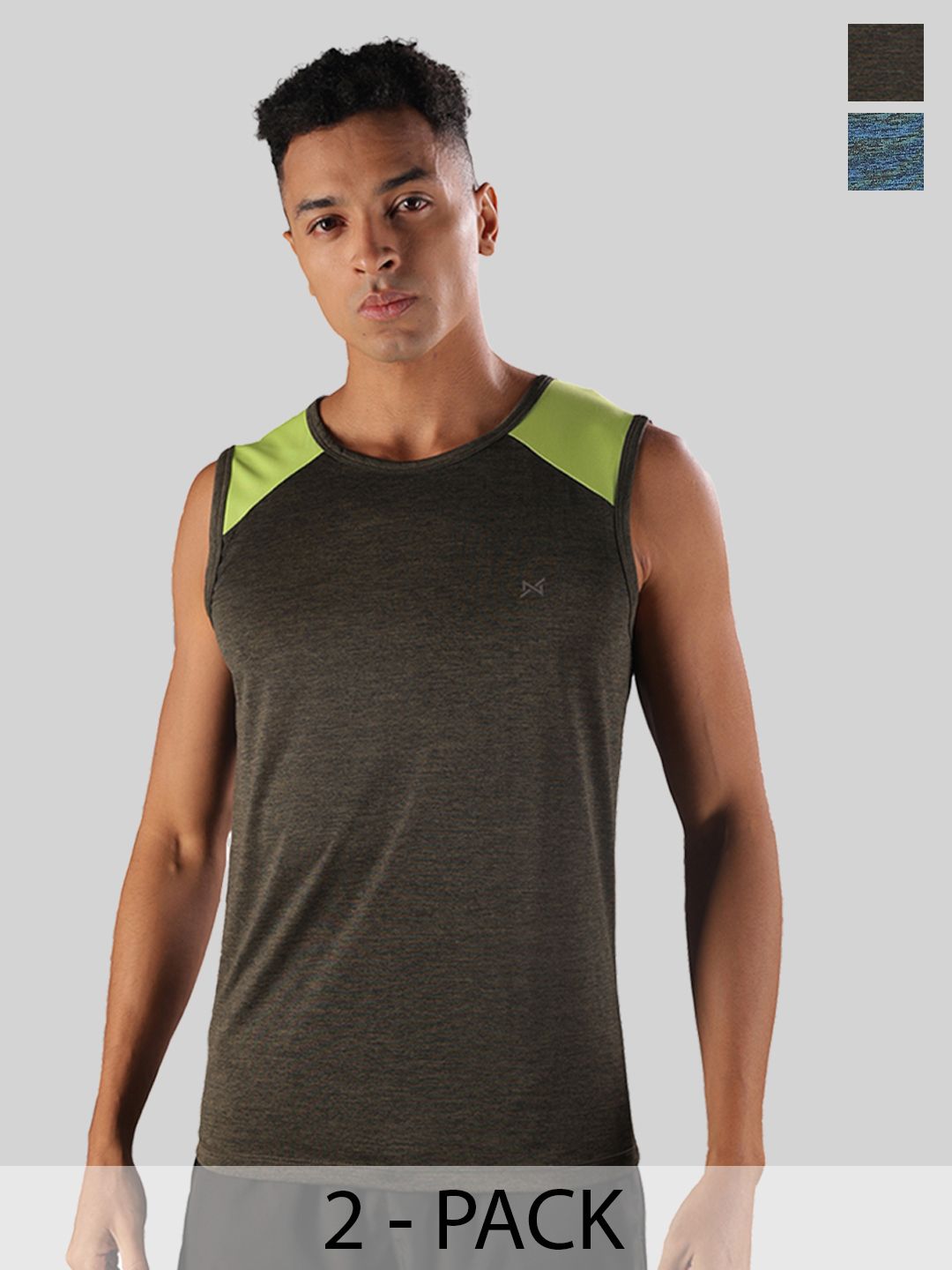 Force NXT Men Microfiber Anti Viral Anti Odour Cool Pack Of 2 Sports Muscle T-Shirt