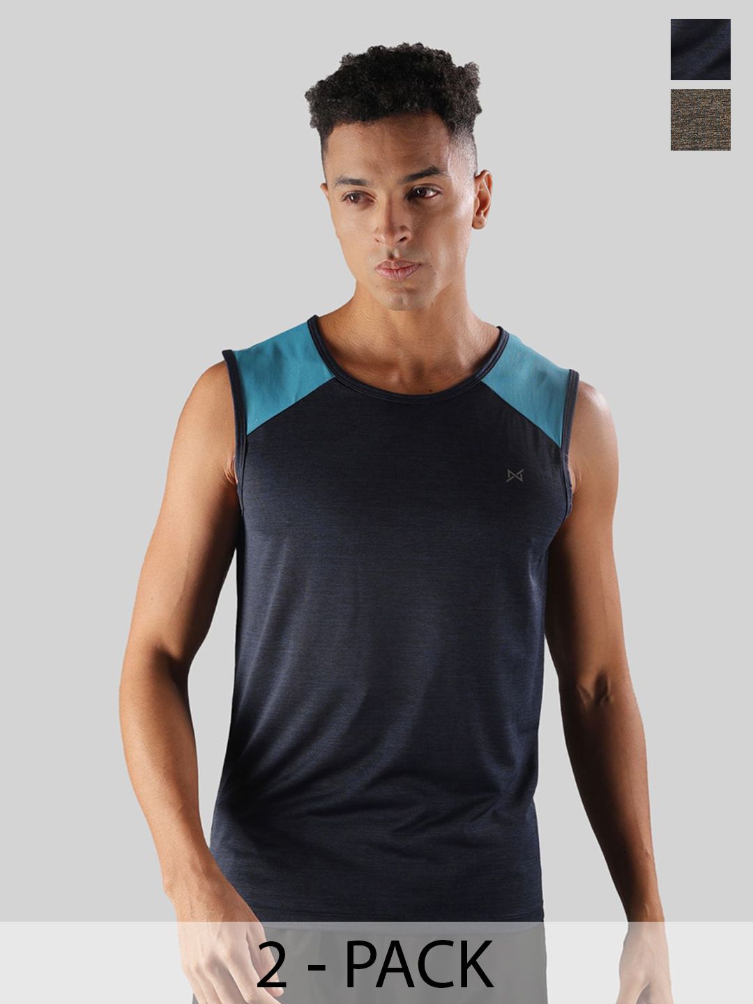 Force NXT Men Microfiber Anti Viral Anti Odour Cool Pack Of 2 Sports Muscle T-Shirt