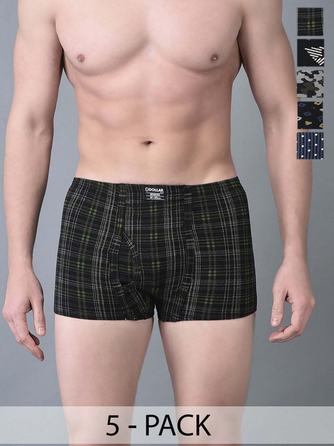 Dollar Bigboss Pack Of 5 Assorted Printed Soft Combed Cotton Trunks PO1-CO10-S24