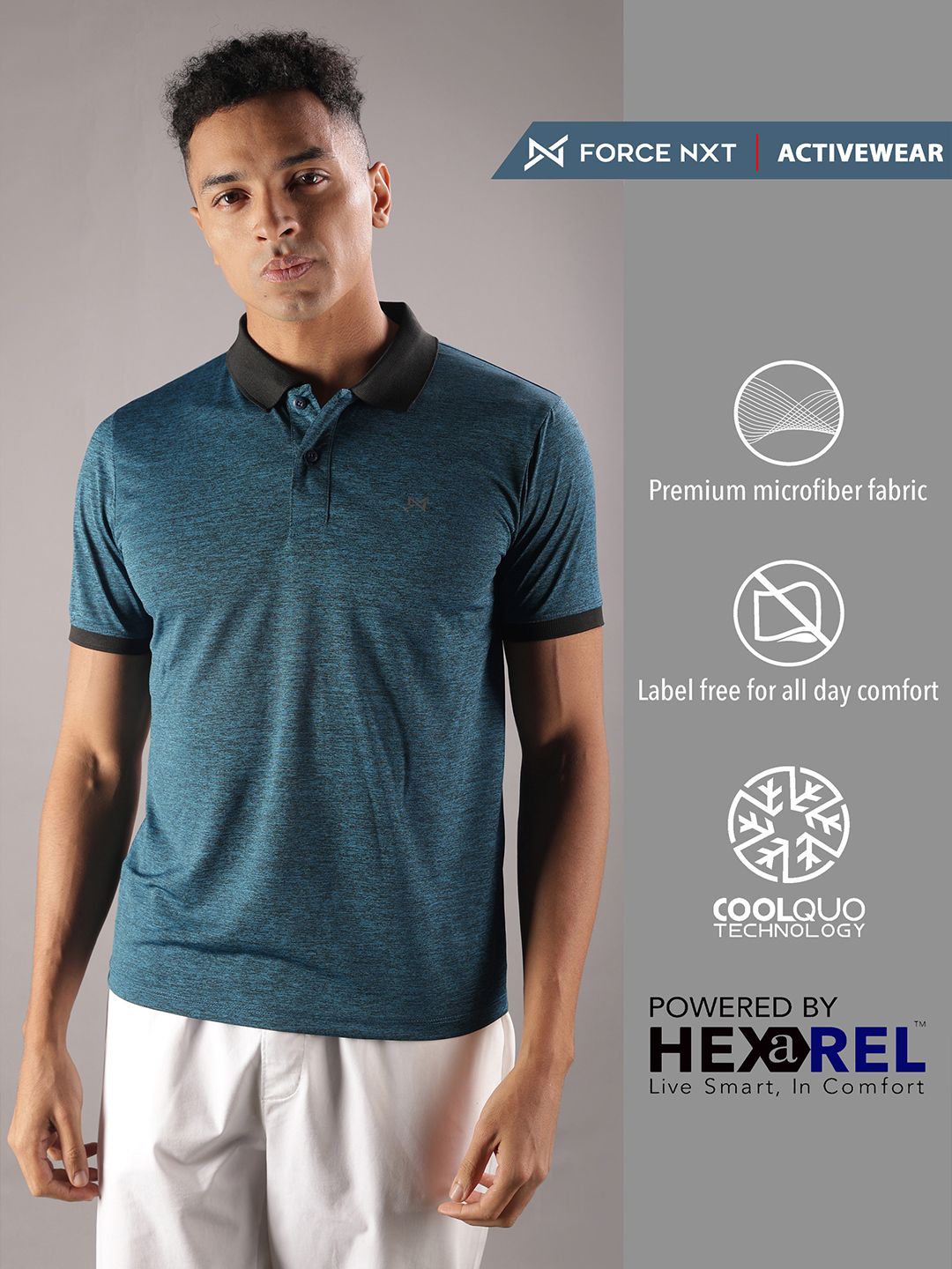 Buy Force NXT Men Microfiber Anti Viral Anti Odour Cool Collared