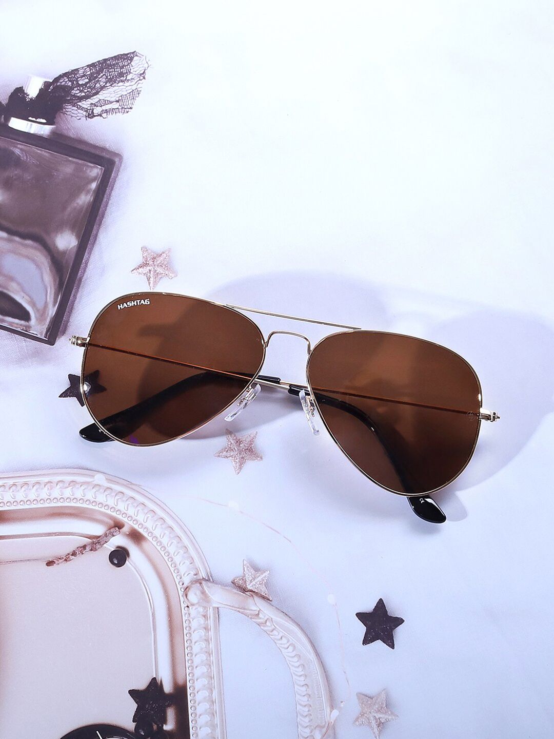 HASHTAG EYEWEAR Unisex Aviator Sunglasses with Polarised Lens