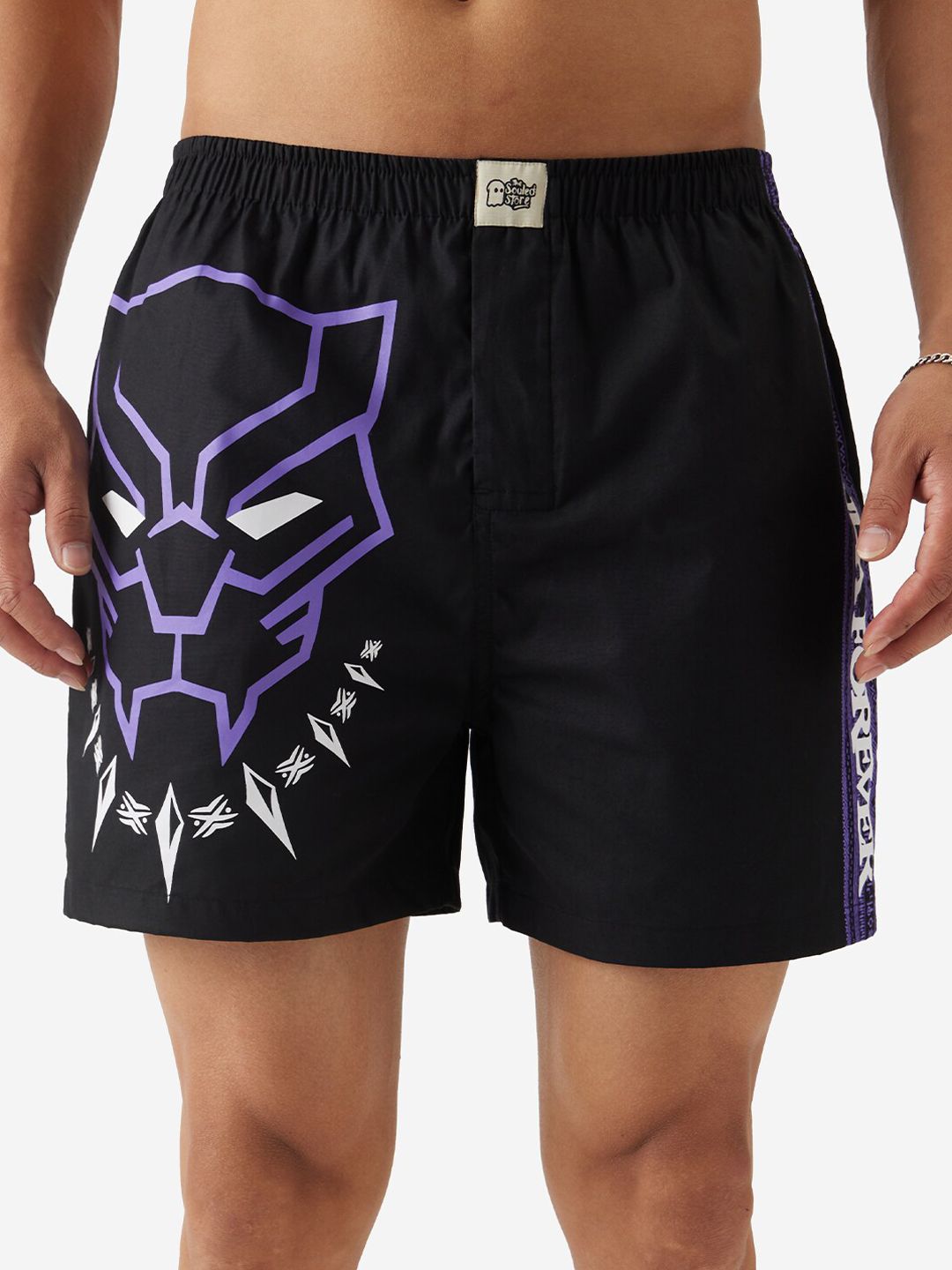 Buy The Souled Store Men Regular Fit Black Panther Printed Black