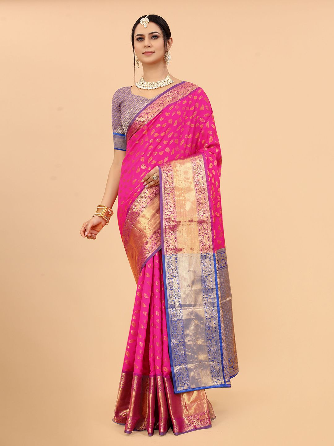 VANAKARA Floral Woven Design Zari Banarasi Saree Price in India