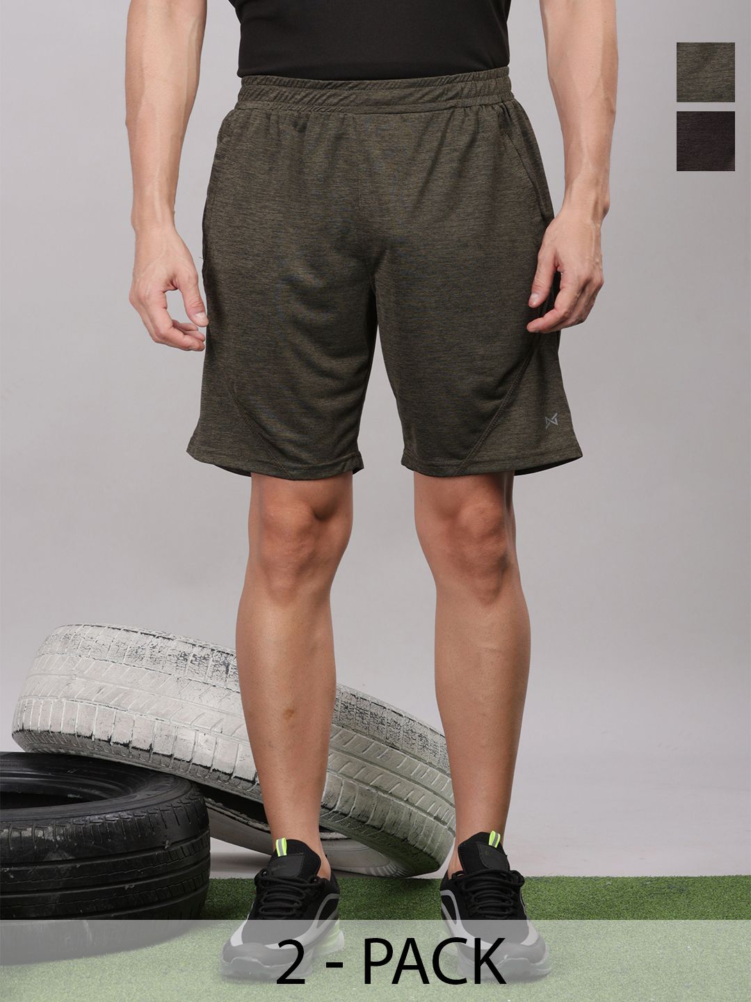 Force NXT Men Microfiber Anti Viral Anti Odour Cool Pack Of 2 Sports Shorts