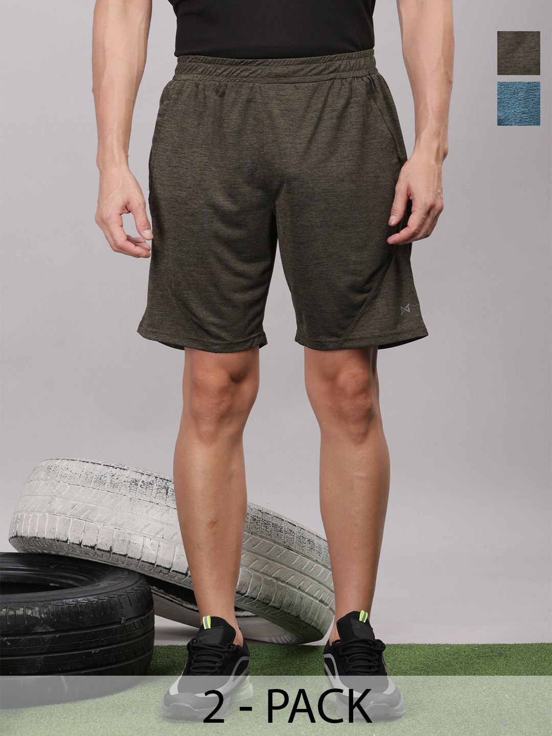 Force NXT Men Microfiber Anti Viral Anti Odour Cool Pack Of 2 Sports Shorts