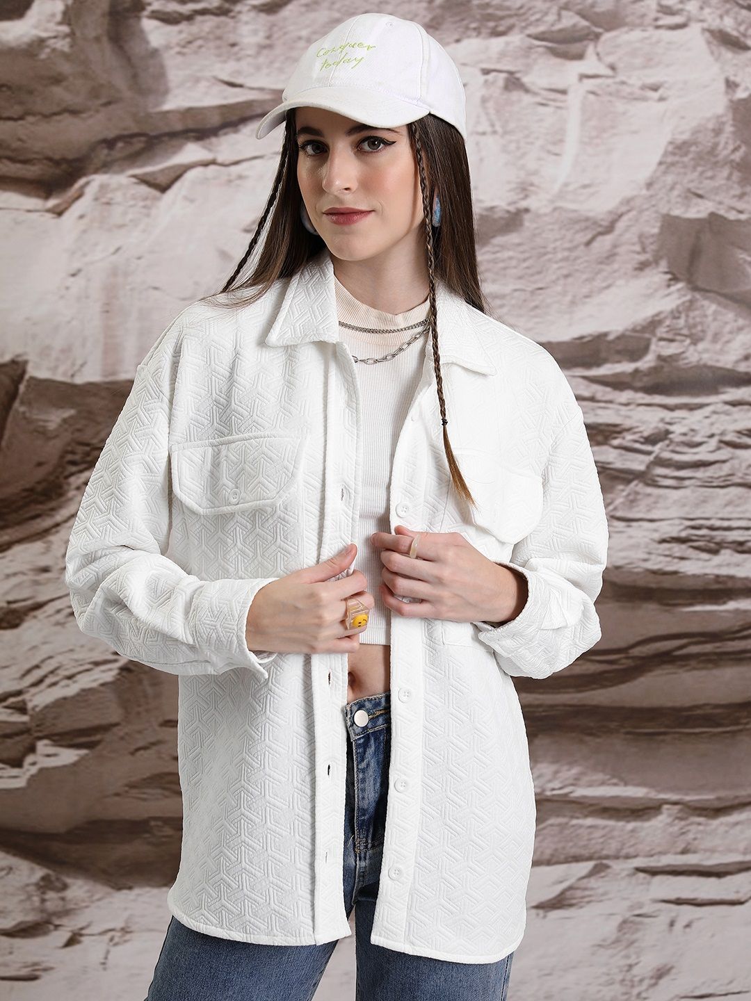 Buy Tokyo Talkies Women Oversized Longline Solid Overshirt