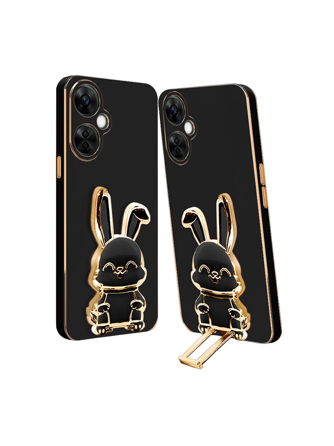 Karwan Unisex OnePlus Nord CE3 Back Case With 3D Bunny Folding Stand