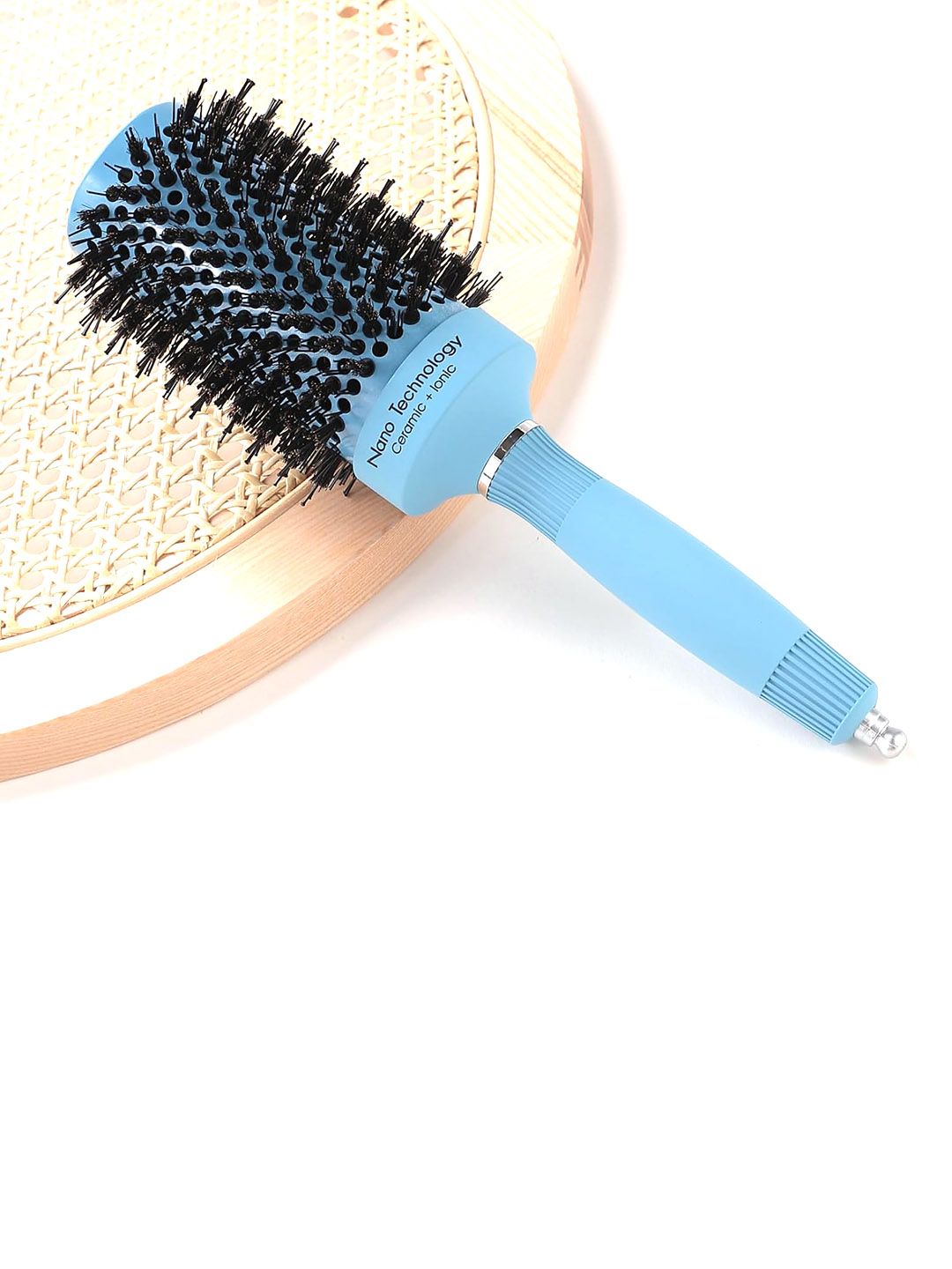 Yellow Chimes Round Ceramic Hair Brush with Anti-Static Bristles - Blue