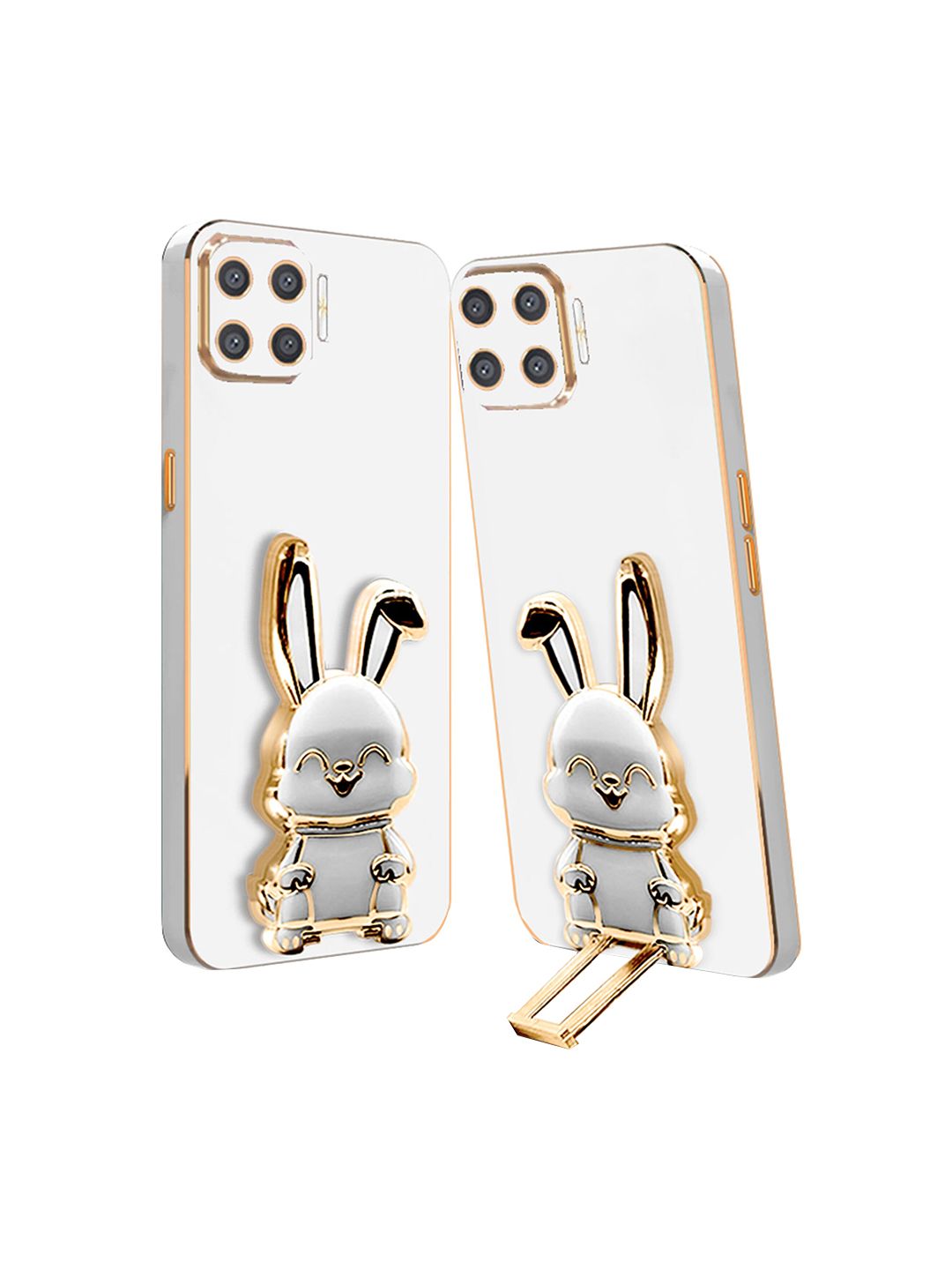 Karwan 3D Bunny Oppo F19 Pro Back Cover With Folding Stand