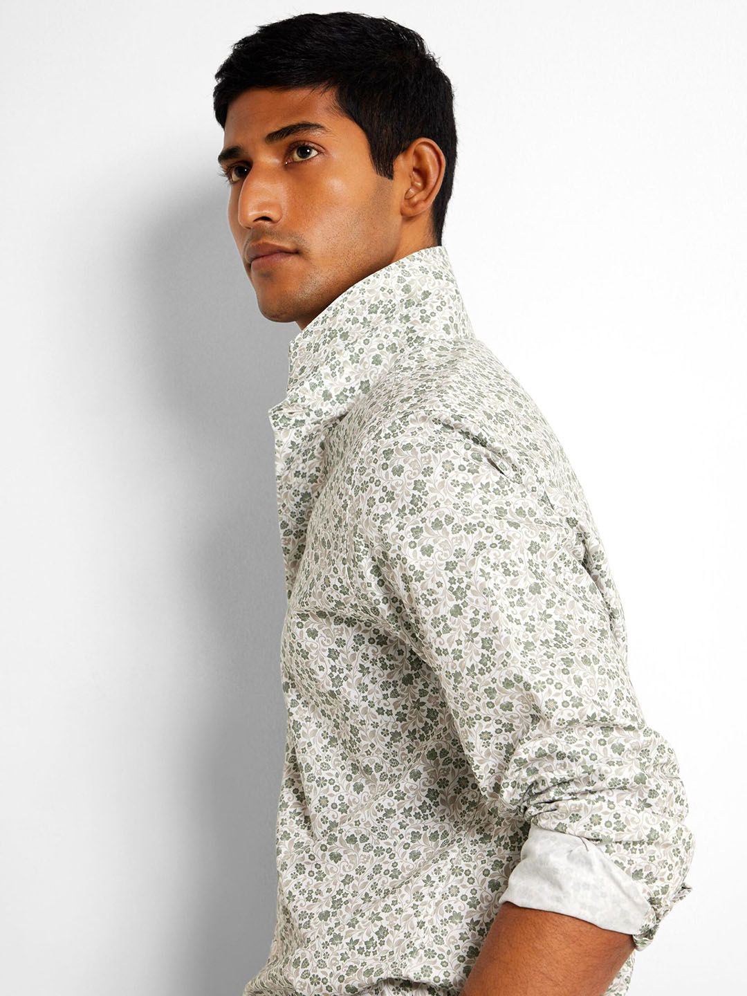 SELECTED Slim Fit Floral Printed Cotton Formal Shirt