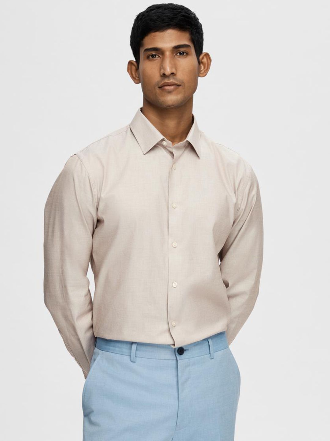 SELECTED Slim Fit Spread Collar Cotton Formal Shirt