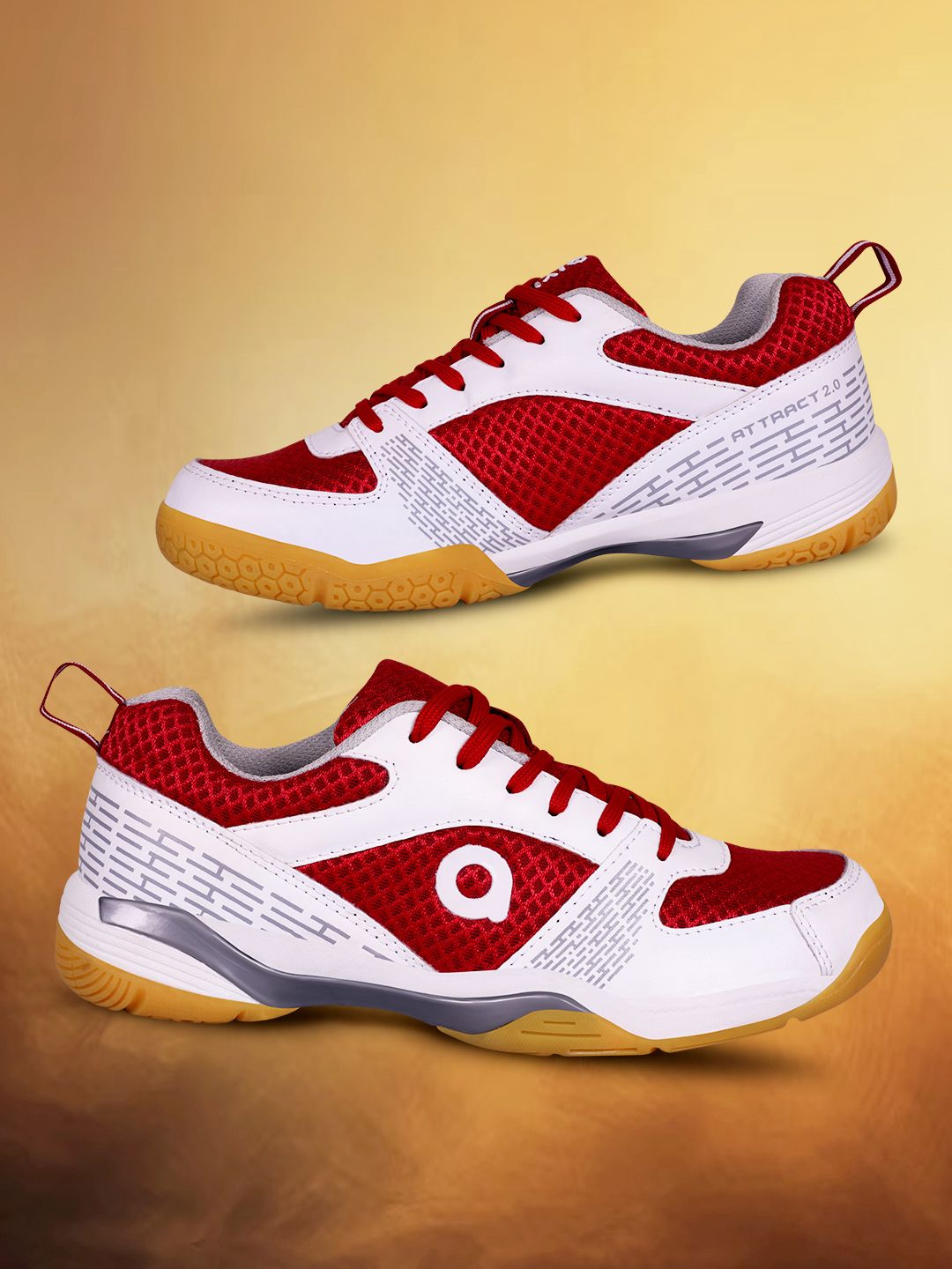 Aivin Men White & Red Attract 2.0 Badminton Shoes