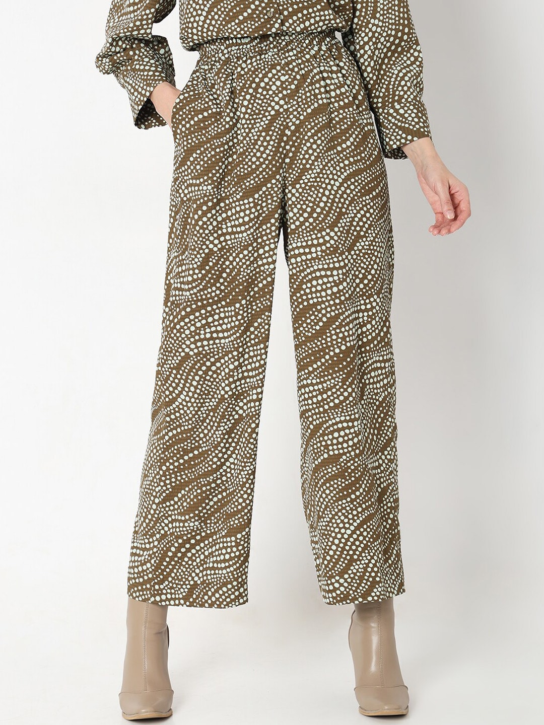 Vero Moda Women Geometric Printed Straight Fit High-Rise Culottes Trousers Price in India