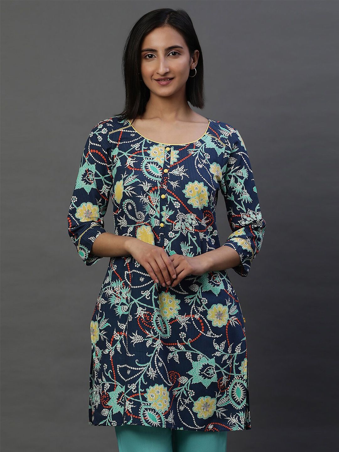 AURELIA AURELIA Floral Printed Pure Cotton Kurti