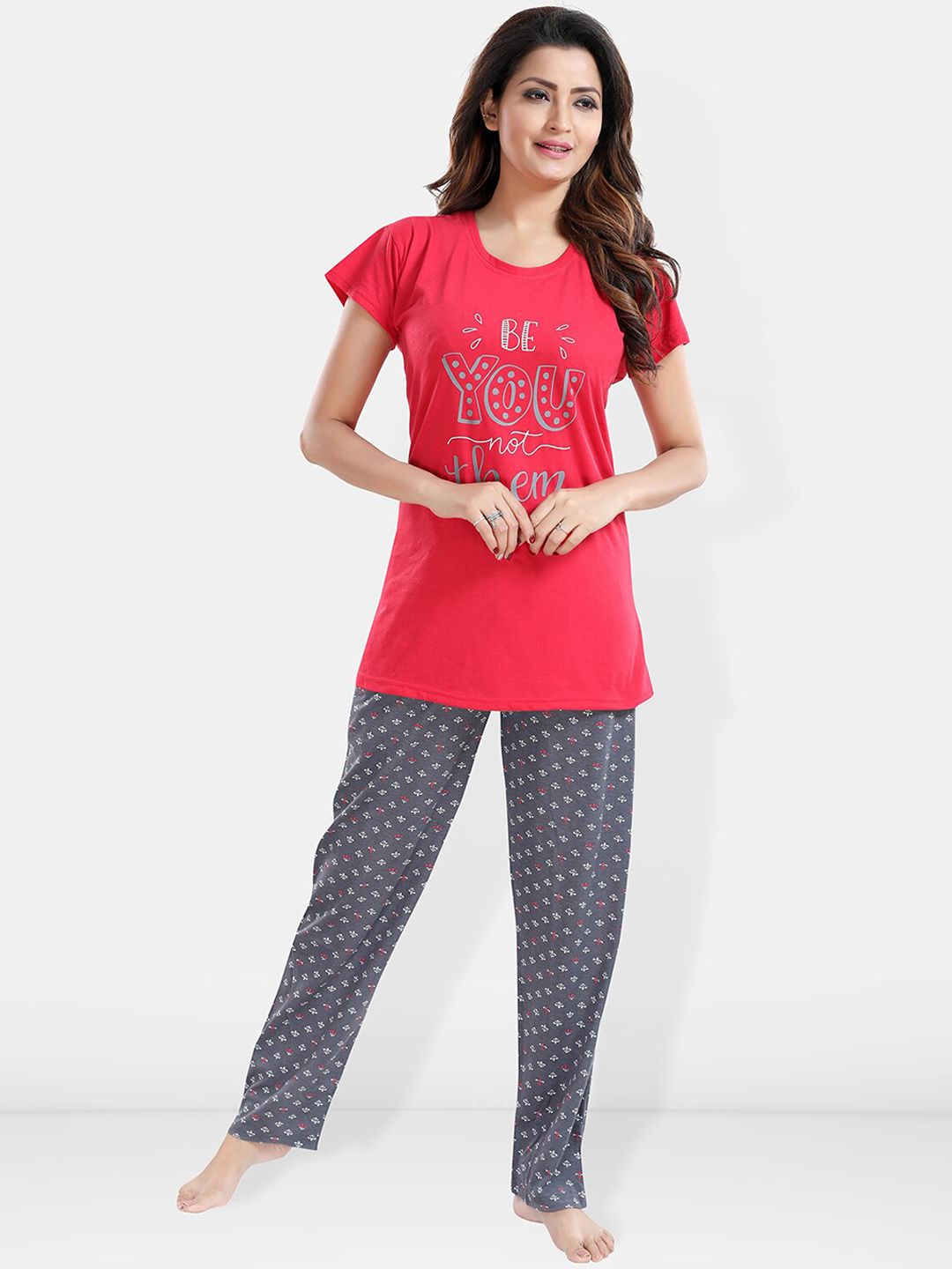 Be You Printed T-shirt With Pyjamas