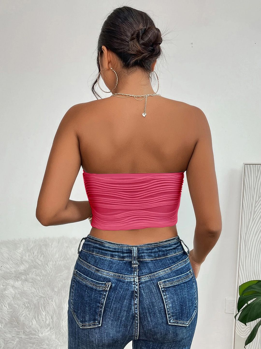 Buy Stylecast X Slyck Pink Strapless Crop Tube Top - Tops for