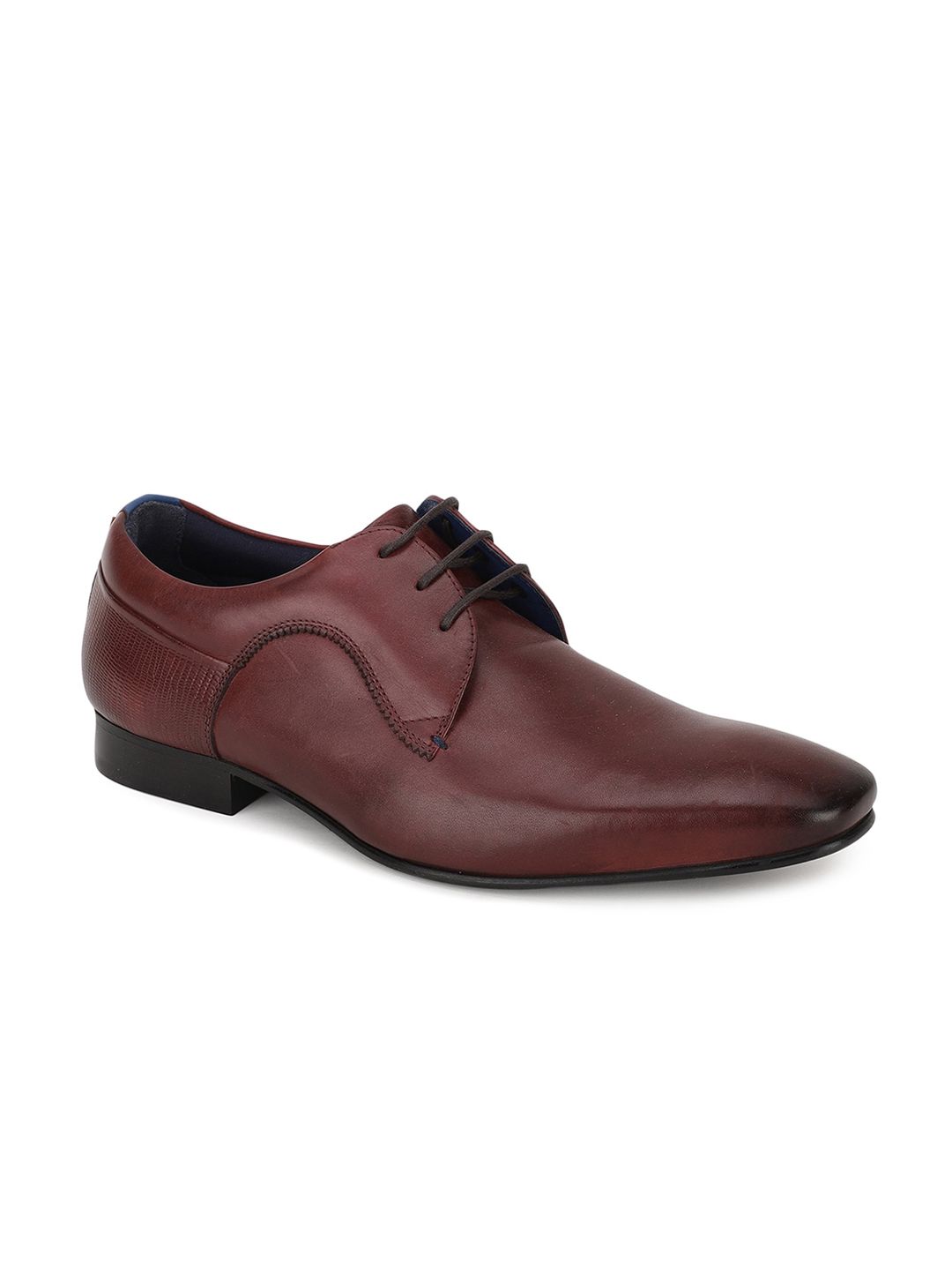 Hush Puppies Men Textured Leather Formal Derbys
