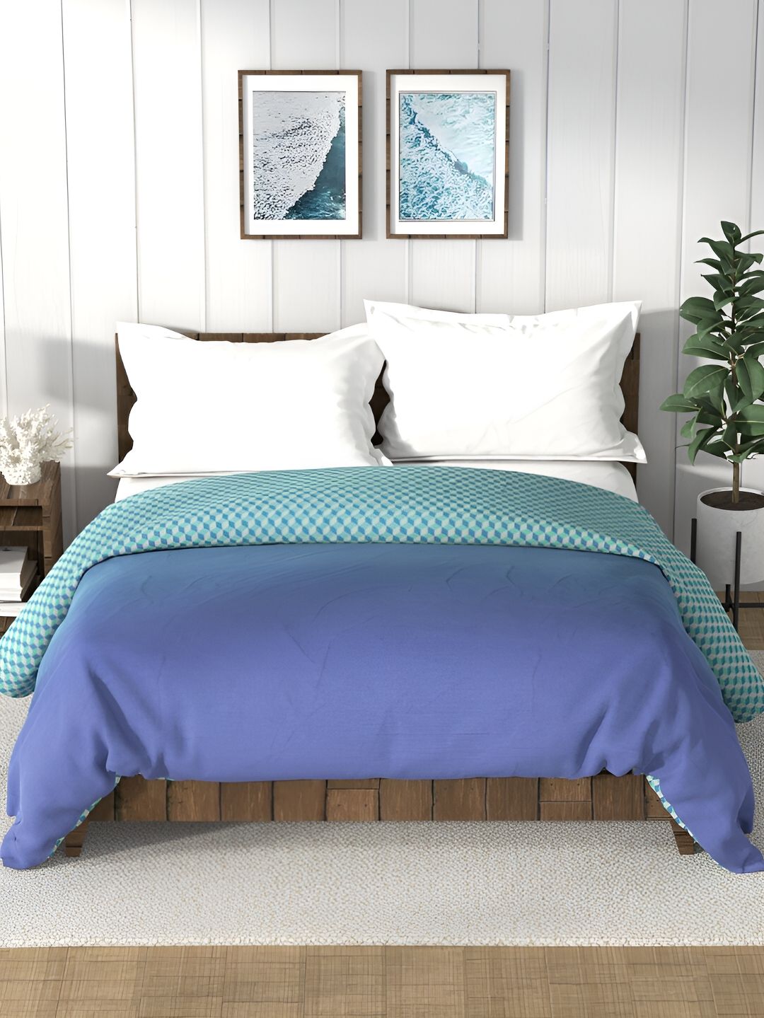 Nautica Bristol Blue & Green AC Room 150 GSM Double Bed Comforter