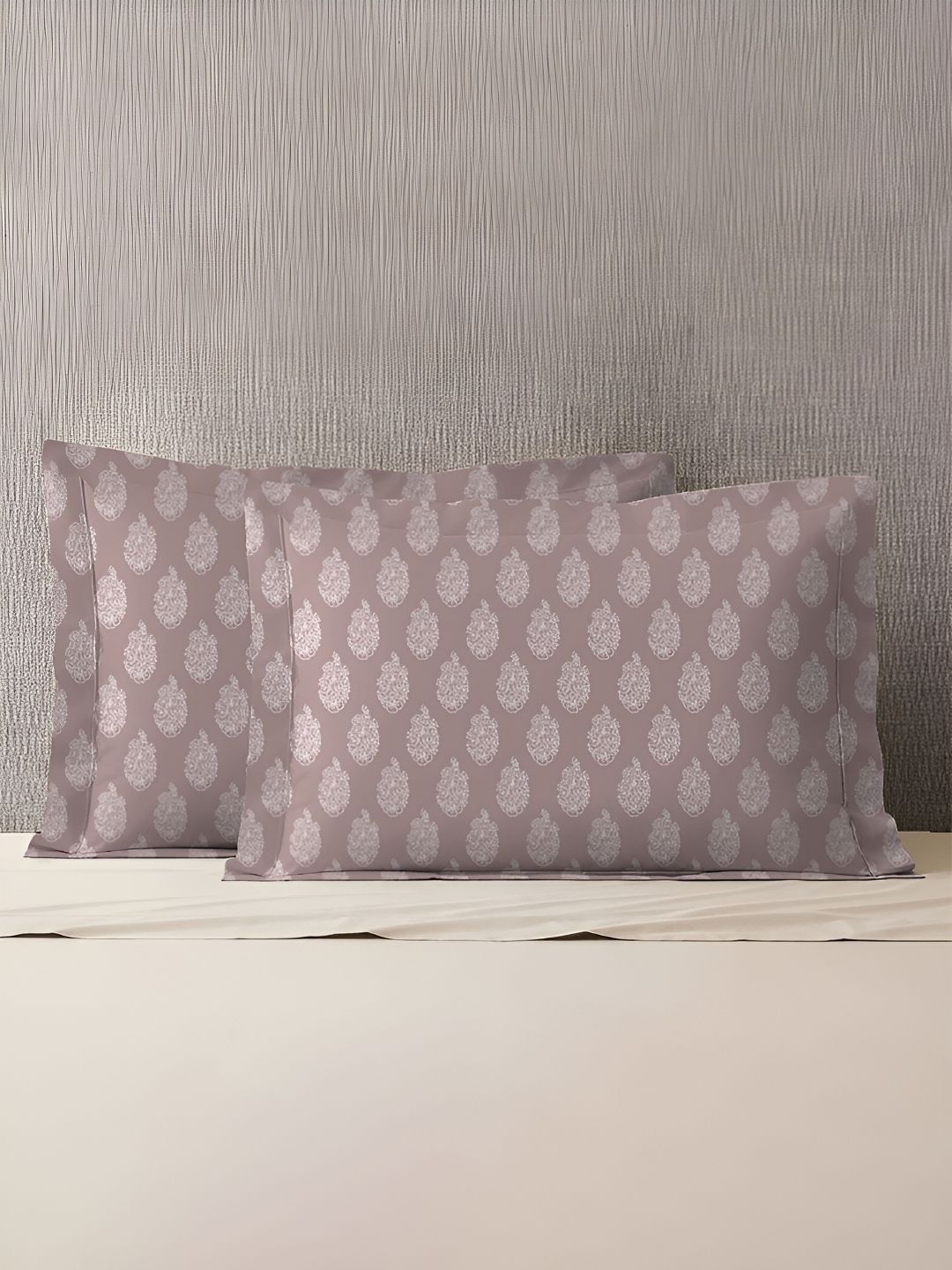 MYTRIDENT MYTRIDENT Brown 2 Pieces Floral Pure Cotton Rectangle Pillow Covers