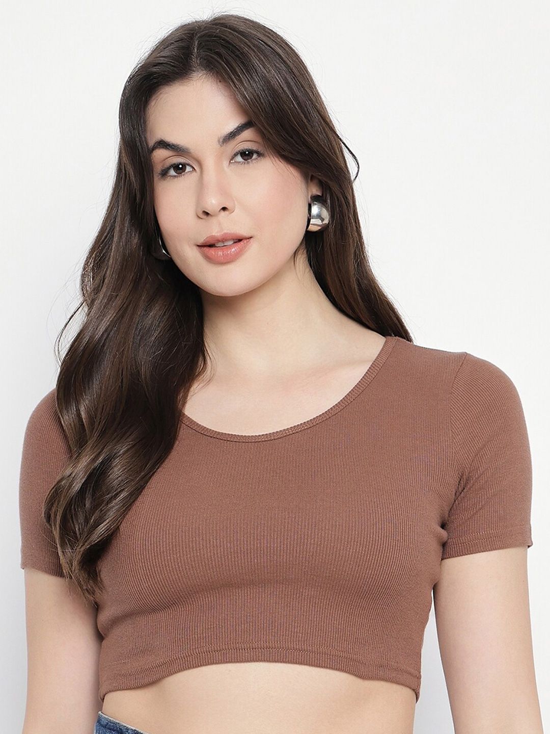Mayra Round Neck Fitted Crop Top Price in India