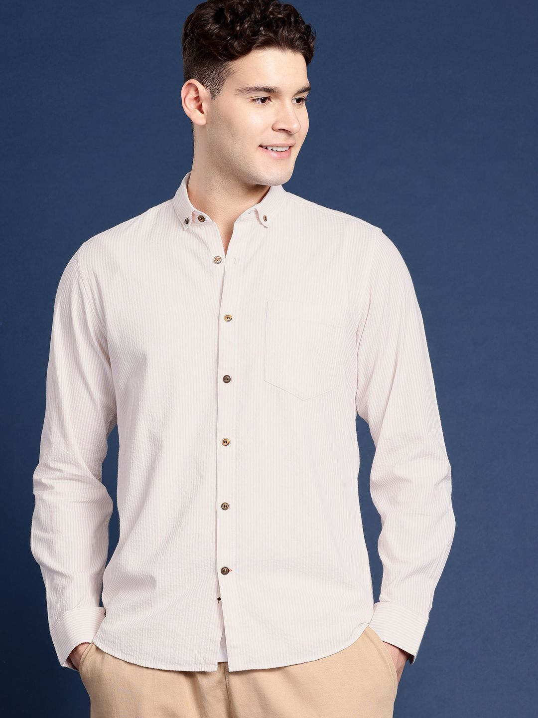 Mast & Harbour Men Standard Striped Casual Shirt