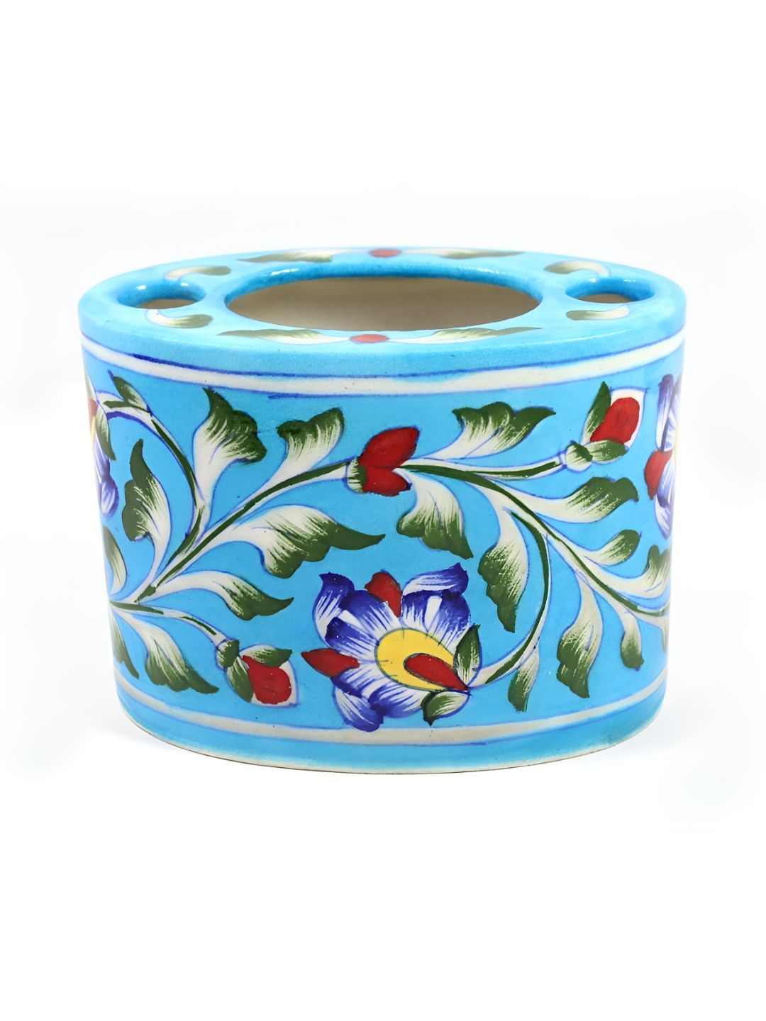 INDIA MEETS INDIA Blue Printed Ceramic Bath Accessories Set