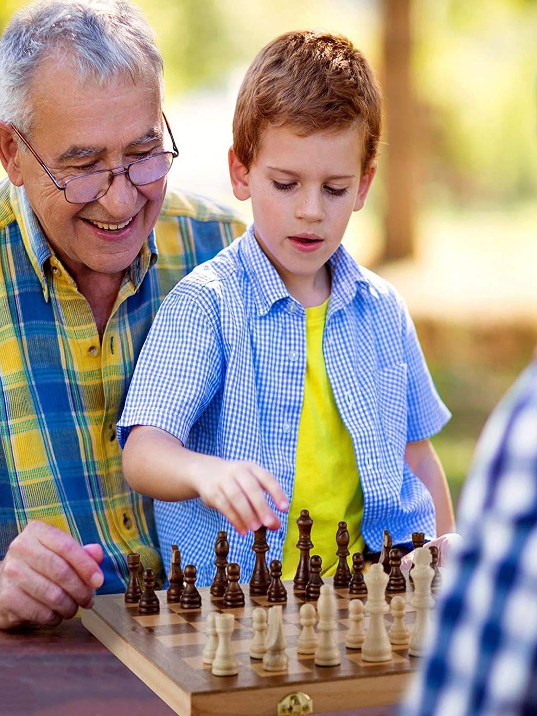 ADKD Kids Wood Foldable Magnetic Chess Board Set