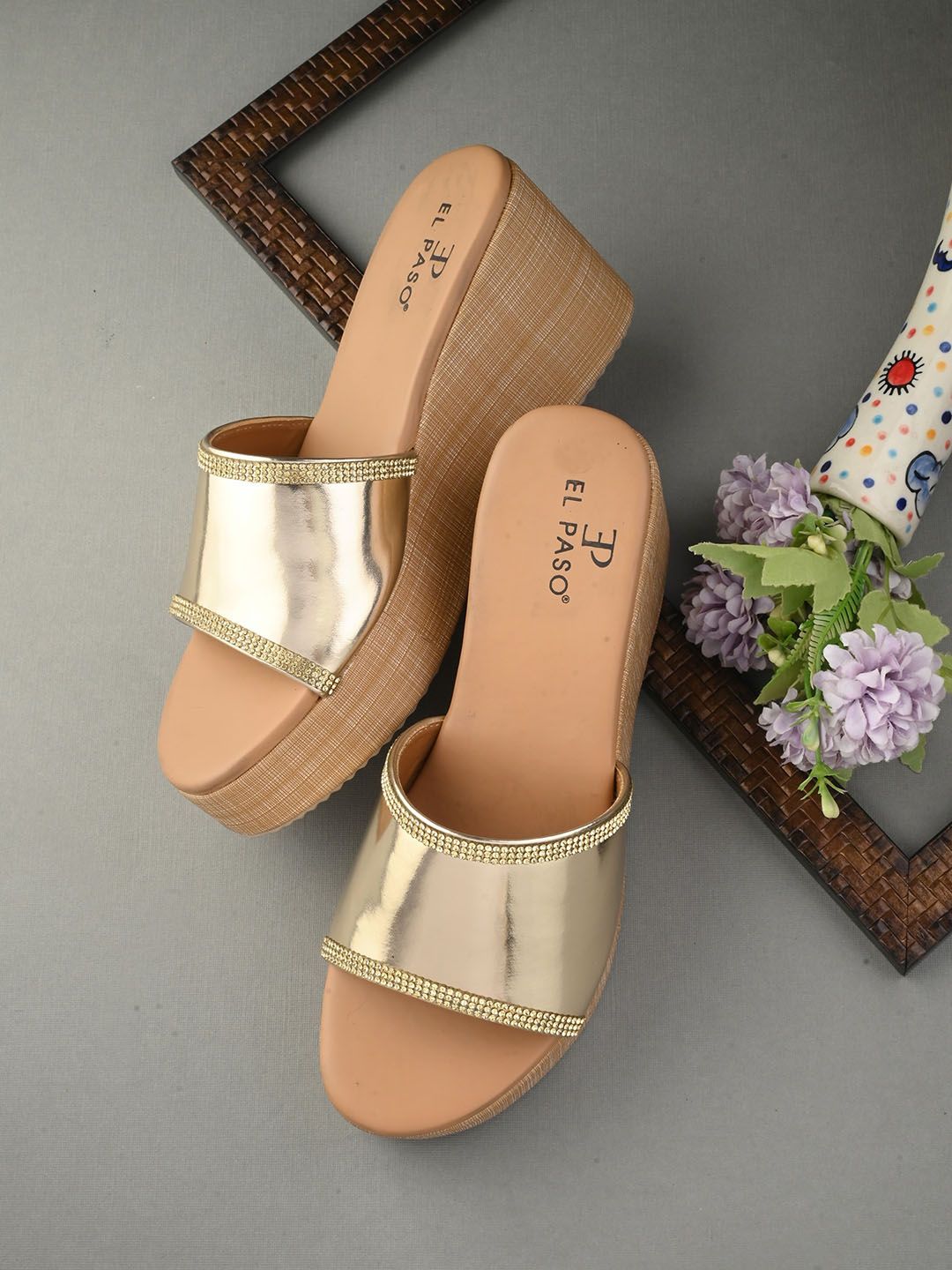 El Paso Embellished Open Toe Wedge Heels