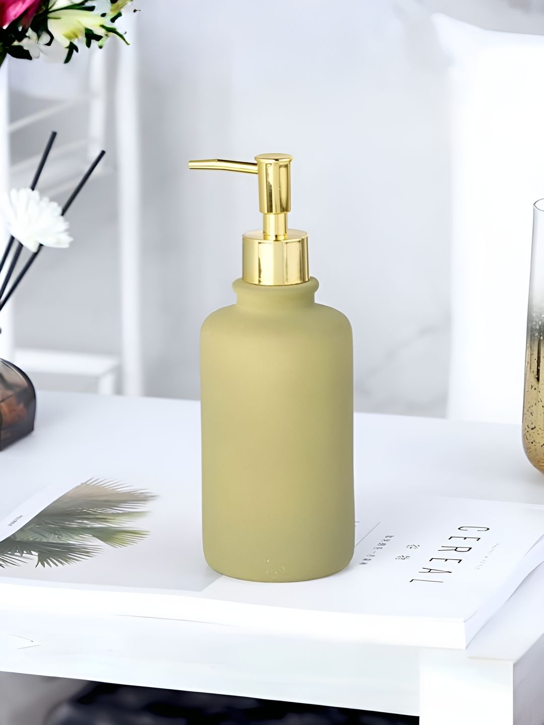 USHA SHRIRAM Green Ceramic Soap Dispenser 400 ml