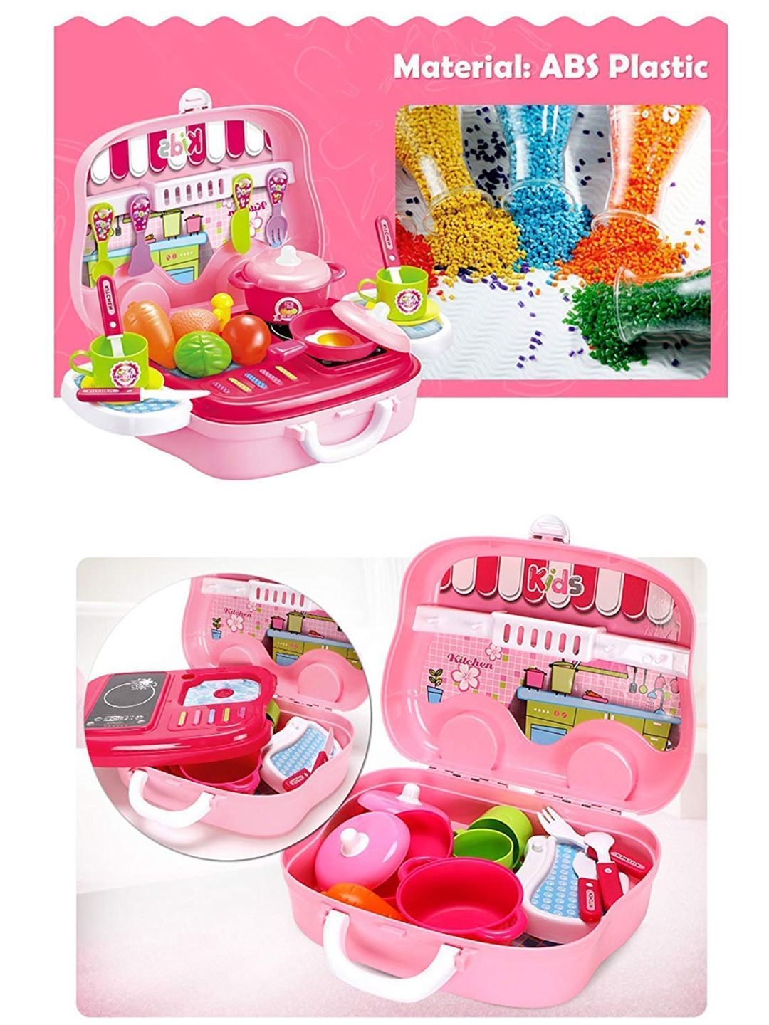 新品未使用⭐︎THE CANDY K SET Buy ADKD Kids Set Of 25 Kitchen Cooking Set With Carry Case - Role