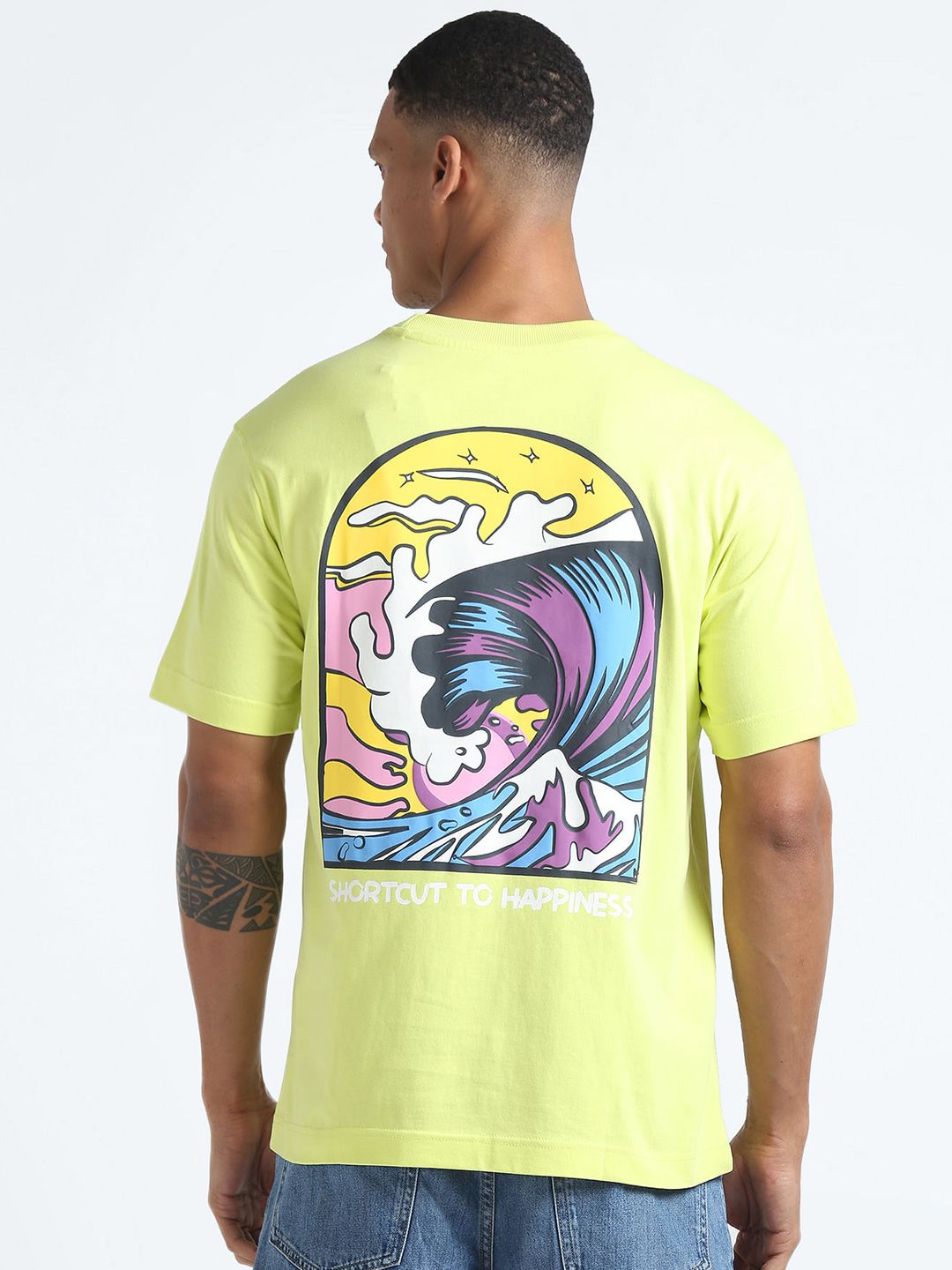 Flying Machine Graphic Printed Pure Cotton Oversized T-Shirt