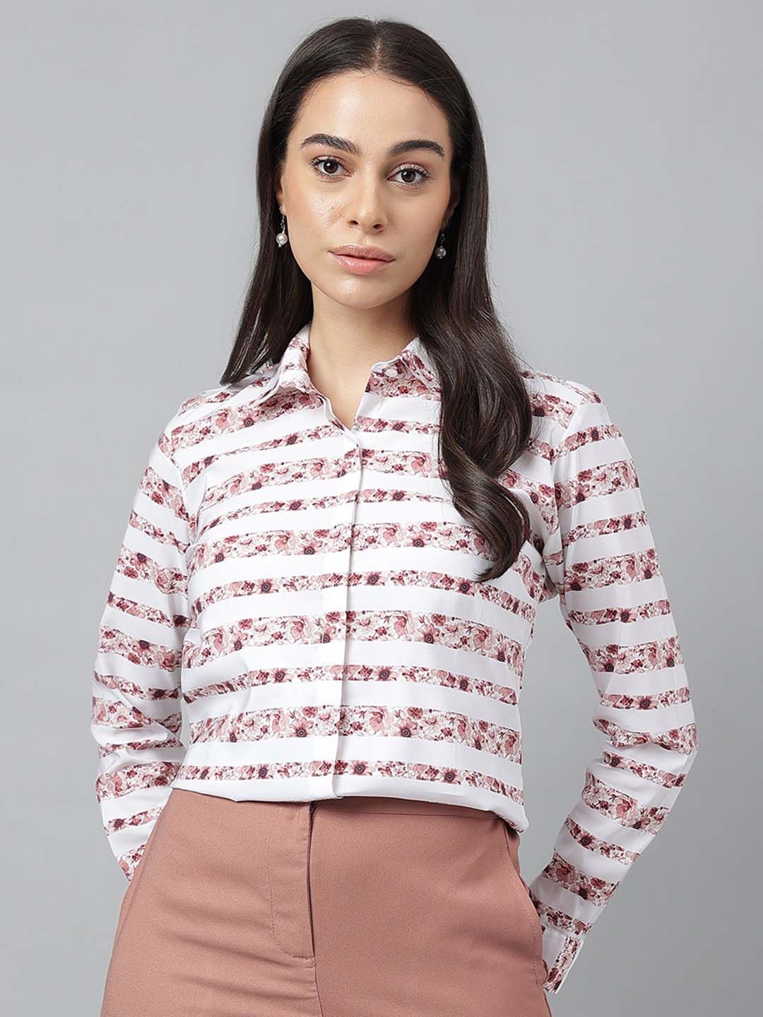 Hancock Women Comfort Opaque Printed Formal Shirt