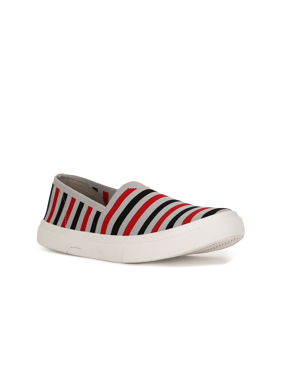 Bata Women Striped Round Toe Textile Slip-On Sneakers