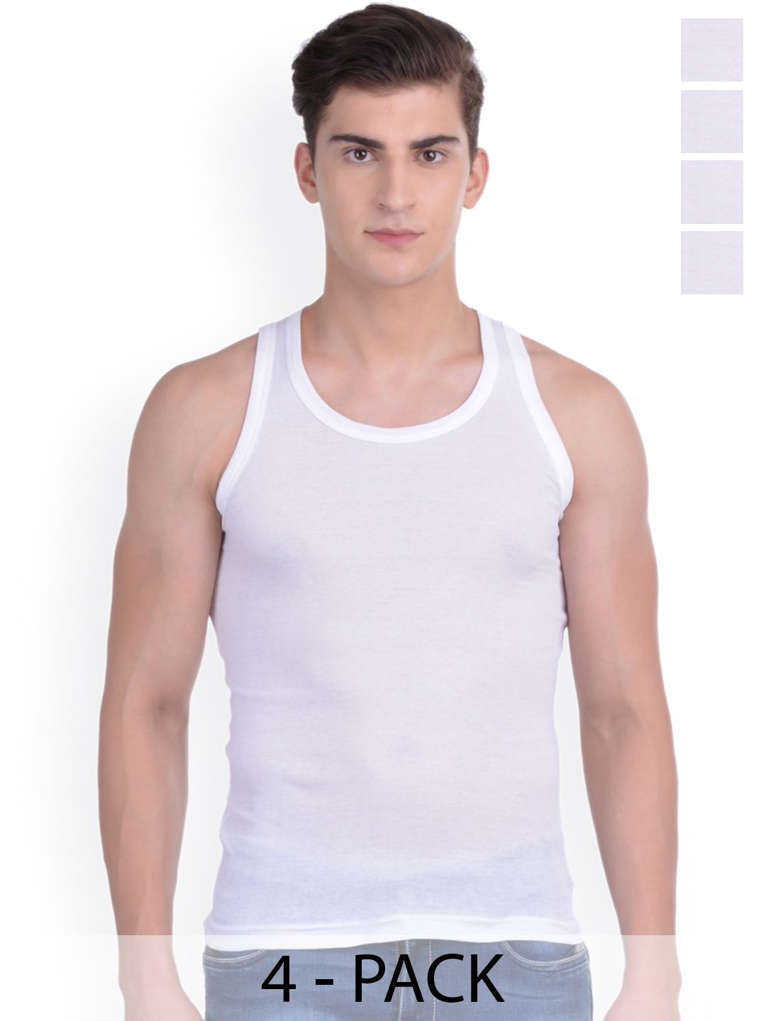Force NXT Pack Of 4 Men Super Combed Cotton Rib Vest