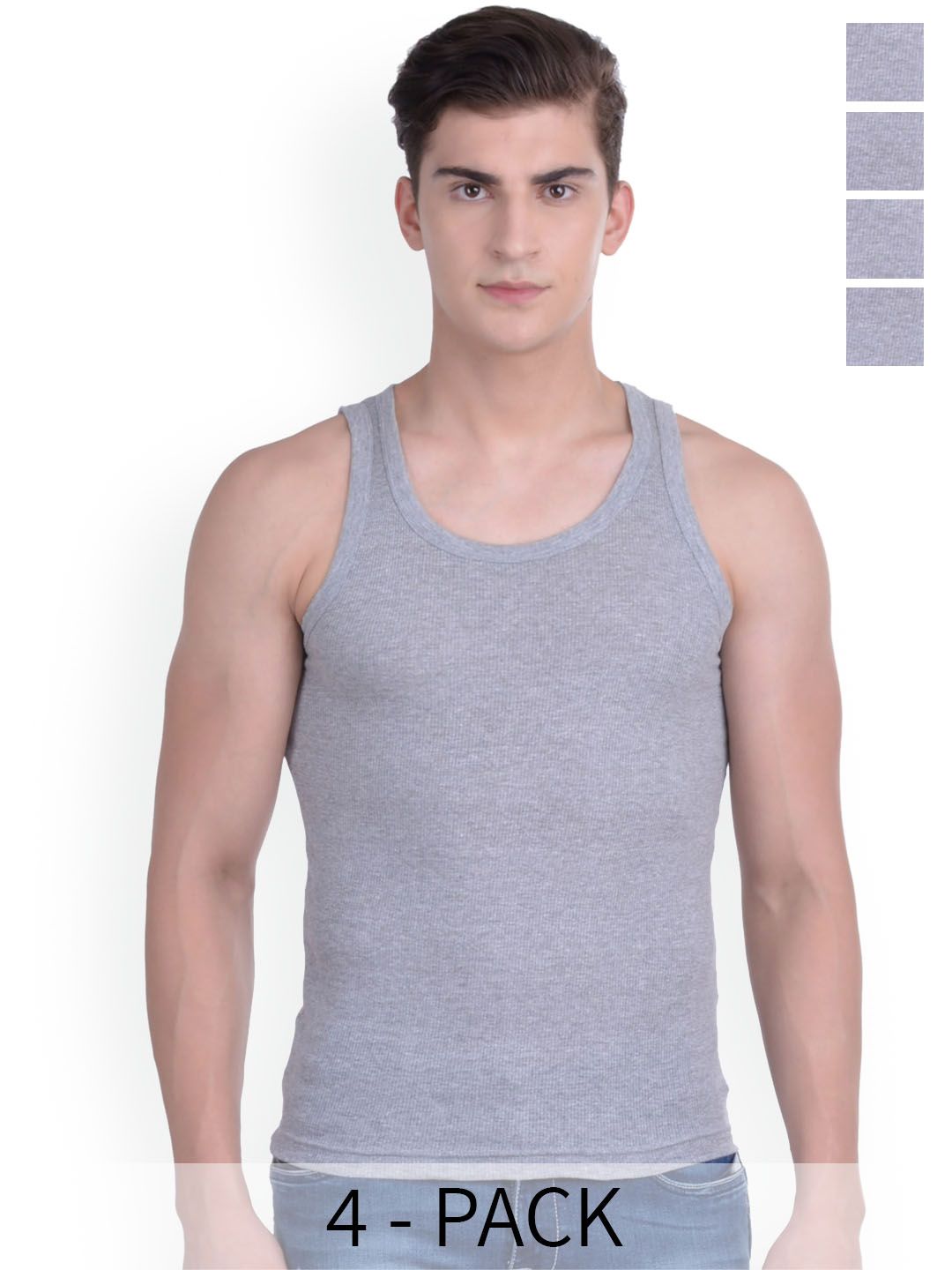 Force NXT Pack Of 4 Men Super Combed Cotton Derby Rib Vest
